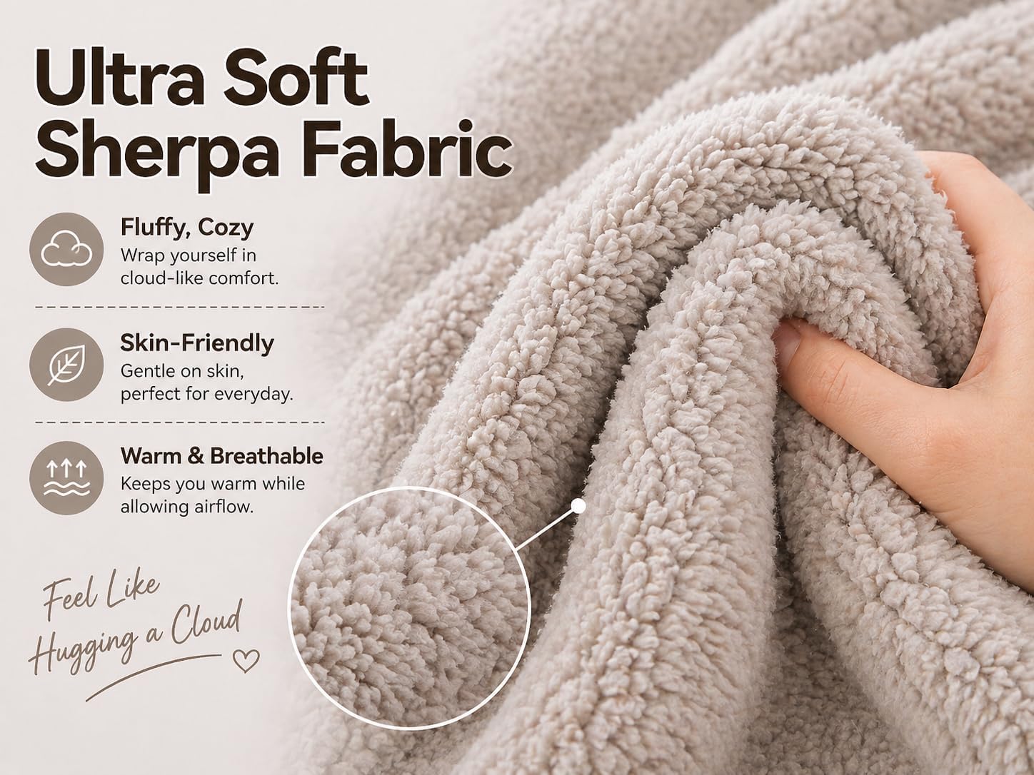 Reafort Sherpa Body Pillow Cover 21" x 54", Plush Fleece Long Body Pillowcase with Zipper Closure, Ultra Soft Fluffy Cozy Decorative…