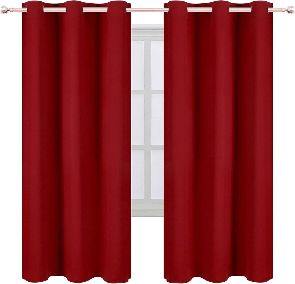 Lemomo Red Thermal Blackout Curtains/42 x 72 Inch/Set of 2 Panels Room Darkening Curtains for Bedroom 72 Inch Red