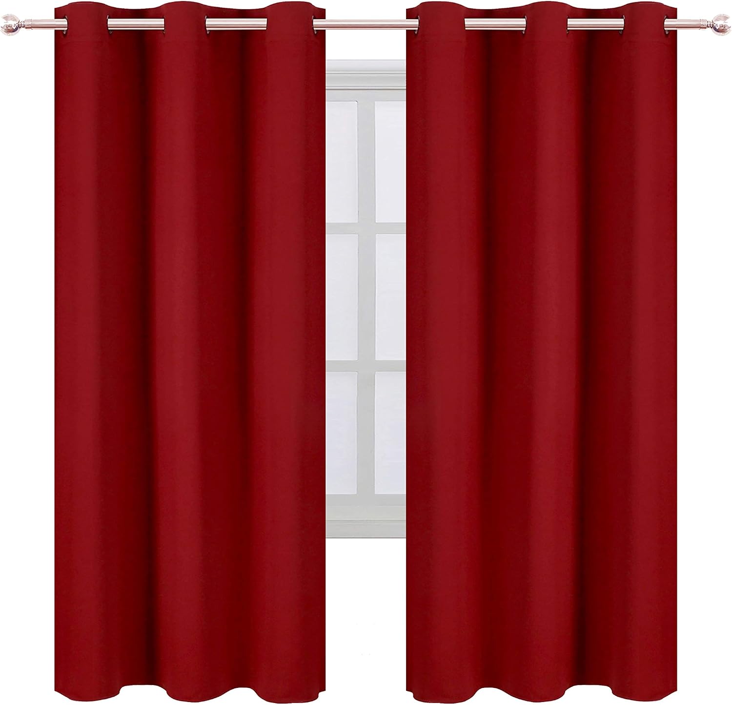 Lemomo Red Thermal Blackout Curtains/42 x 72 Inch/Set of 2 Panels Room Darkening Curtains for Bedroom 72 Inch Red