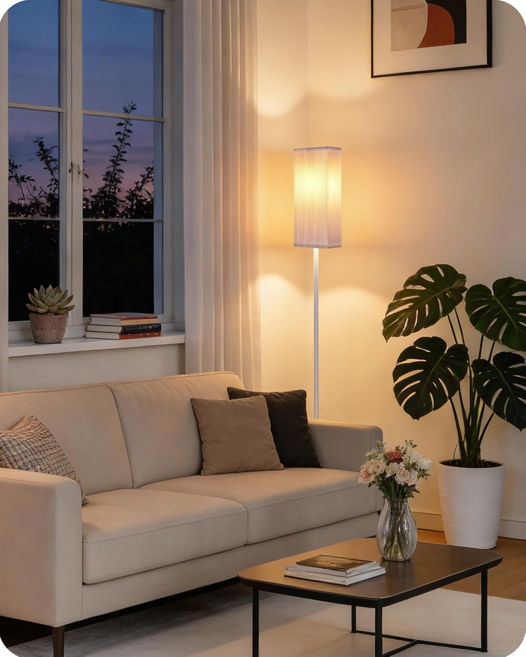 64.2'' Dimmable Floor Lamp for Living Room with Remote and Foot Switch, Corner Floor Lamp for Bedroom, Includes 10W A19 Bulb, Modern…