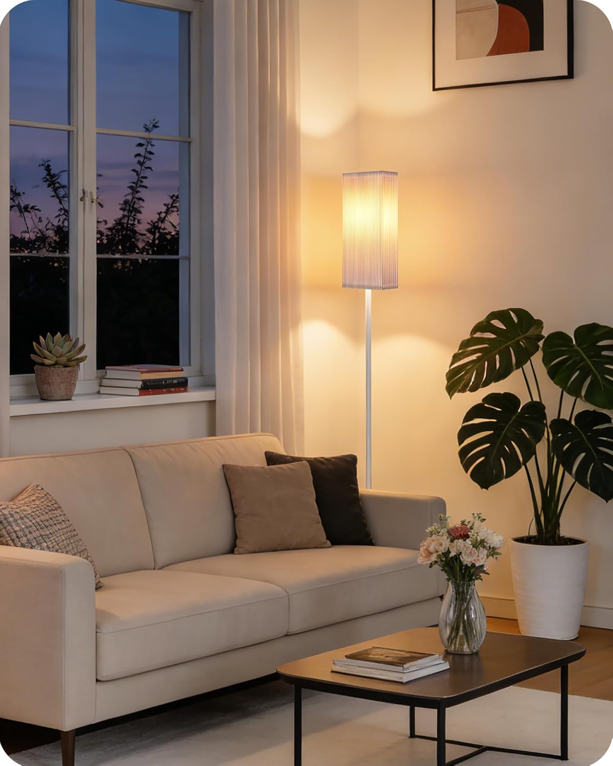 64.2'' Dimmable Floor Lamp for Living Room with Remote and Foot Switch, Corner Floor Lamp for Bedroom, Includes 10W A19 Bulb, Modern…