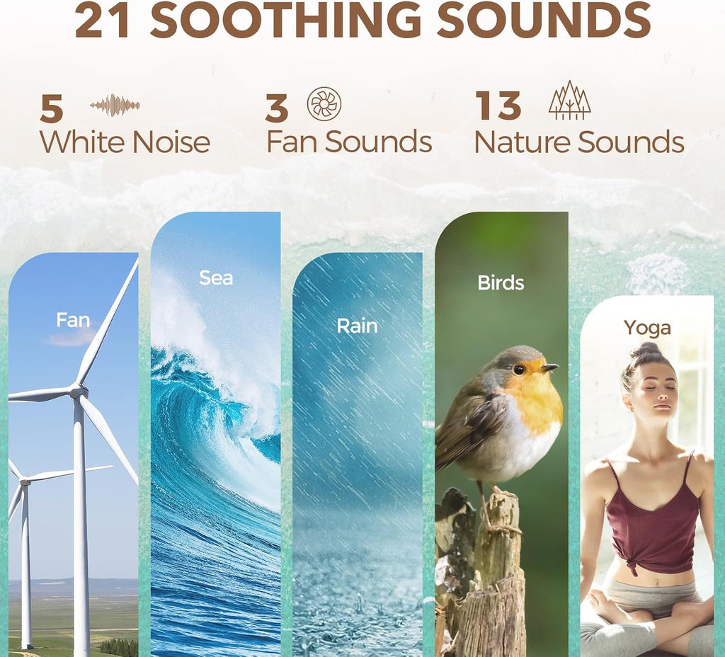 ANJANK White Noise Sound Machine Alarm Clock with Bluetooth Speaker, 21 Relaxing Sounds, 7 Night Lights,0-100% Dimmer/Sleep…