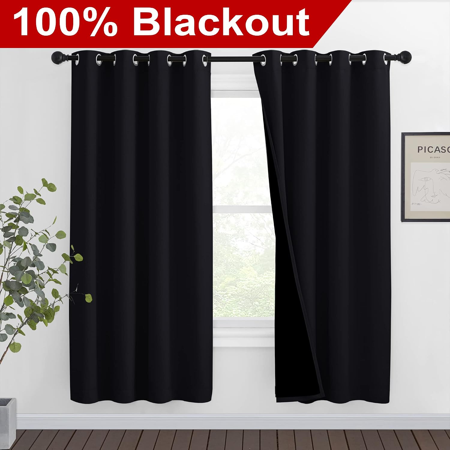 Nicetown High-End Thermal Curtains, Full Blackout Curtains 72 Inches Long for Dining Room, Soundproof Window Treatment Drapes for Hall Room…
