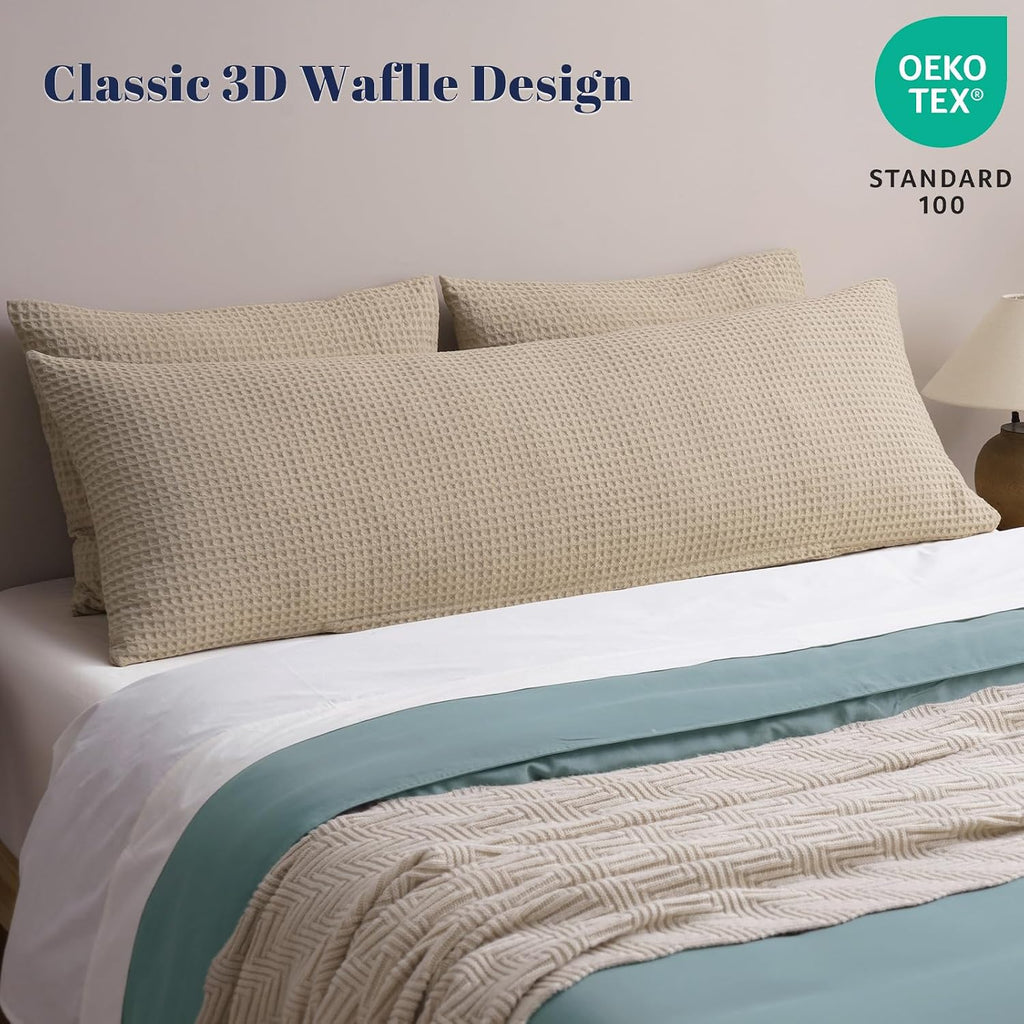 Phf Ultra Soft Waffle Weave Body Pillowcase with Zipper, No Insert, 1Pack 20" x 54" Pillow Sham, Breathable & Skin-Friendly Body Pillow cas…
