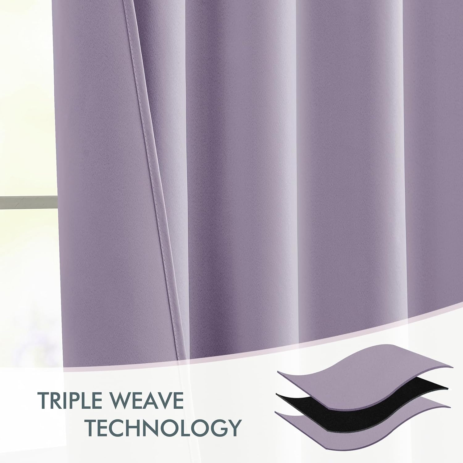 Miulee Lilac Back Tab Blackout Curtains 102 Inch Long 2 Panels Set for Bedroom, Rod Pocket/Pinch Pleated Thermal Insulated Living Room Dark…