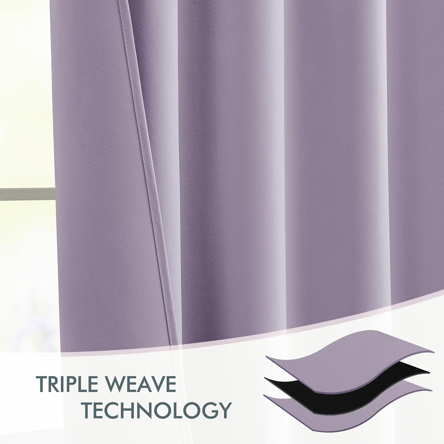 Miulee Lilac Back Tab Blackout Curtains 63 Inch Length 2 Panels Set for Living Room Bedroom Privacy, Rod Pocket/Pinch Pleat Thermal Insulat…