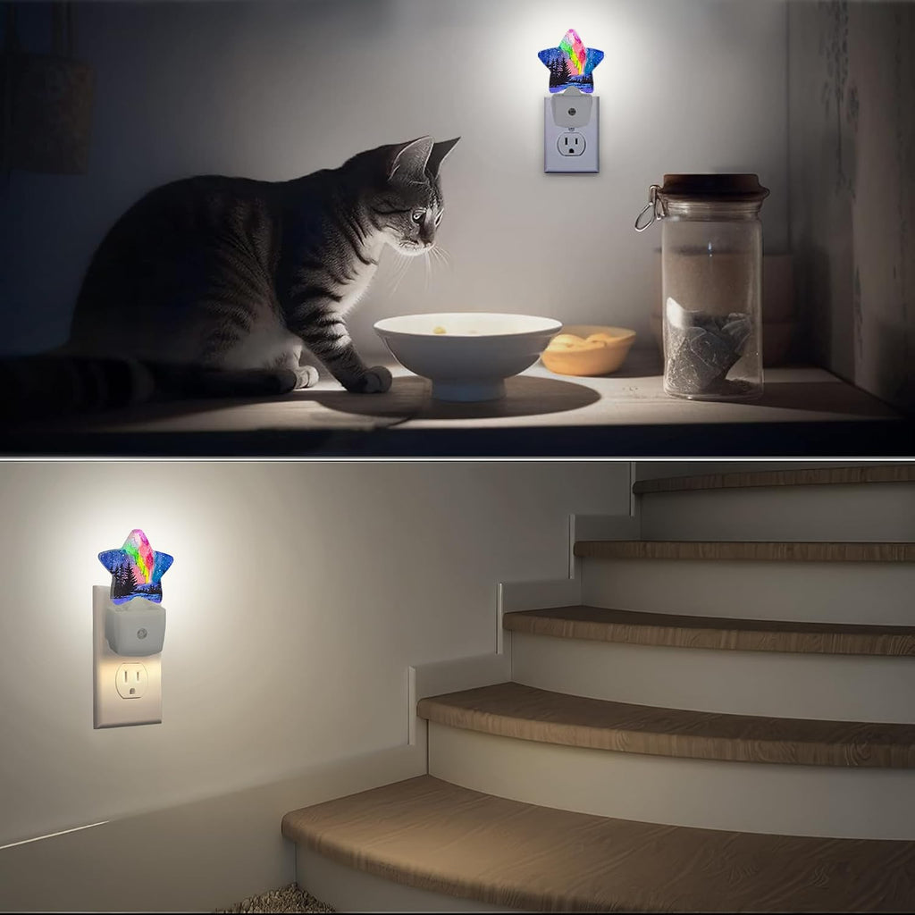 Northern Lights Night Light Plug-in Dusk to Dawn Smart Sensor White Led Nightlight for Bedroom Bathroom Kitchen Hallway Stairs Energy…