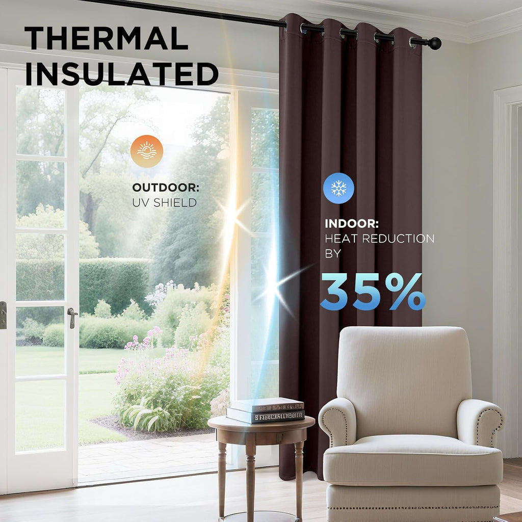 Joydeco Blackout Curtains 84 Inch Length 2 Panels Set, Thermal Insulated Long Curtains& Drapes 2 Burg, Room Darkening Grommet Drapes for Li…