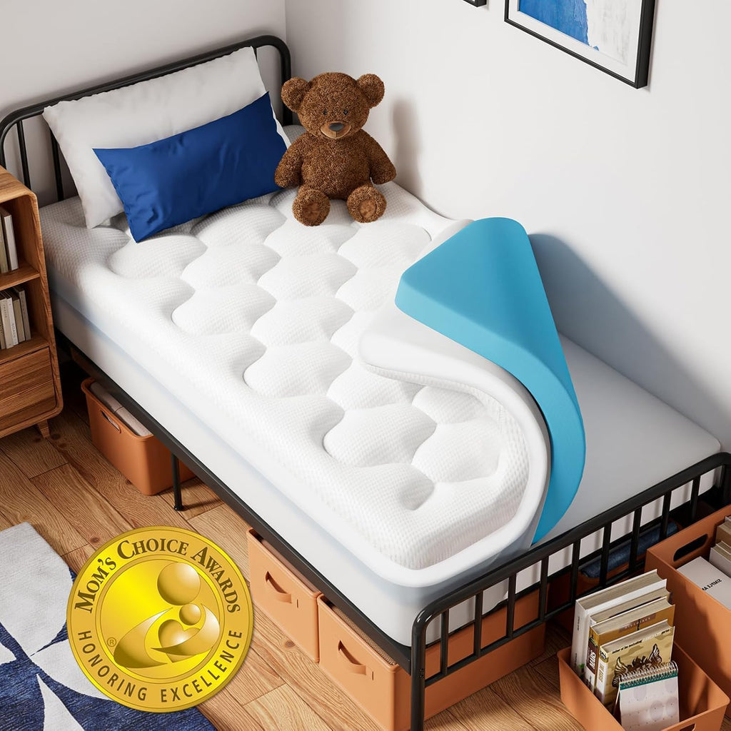OhGeni Cooling 4 inch Dual Layer Twin XL Mattress Topper 2 Pack for College Dorm Room Essentials, 2 inch Gel Memory Foam, 2 inch Down…