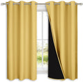 Nicetown 100% Blackout Curtains with Black Liners, Solid Thermal Insulated Full Blackout 2-Layer Lined Drapes, Energy Efficiency Window Dra…