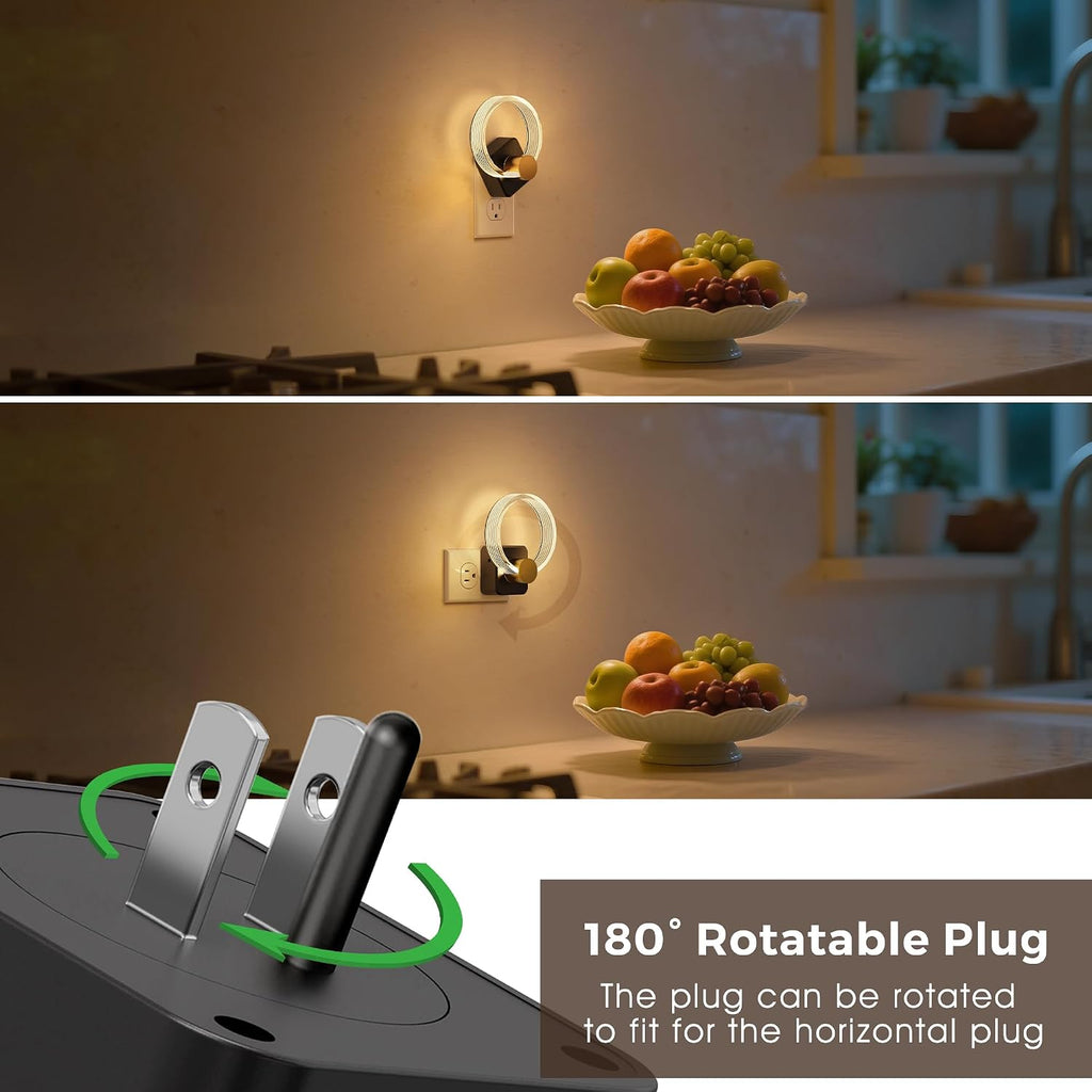 L LOHAS LED Night Lights Plug into Wall, 2 Pack Plug in Night Lights with Light Sensor, 3000K Soft White, 0-100LM Brightness Adjustable…