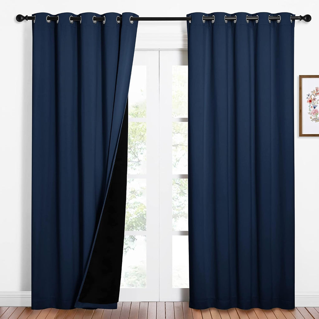 Nicetown 100% Blackout Curtain Set, Thermal Insulated & Energy Efficiency Window Draperies for Guest Room, Full Shading Panels for Shift Wo…