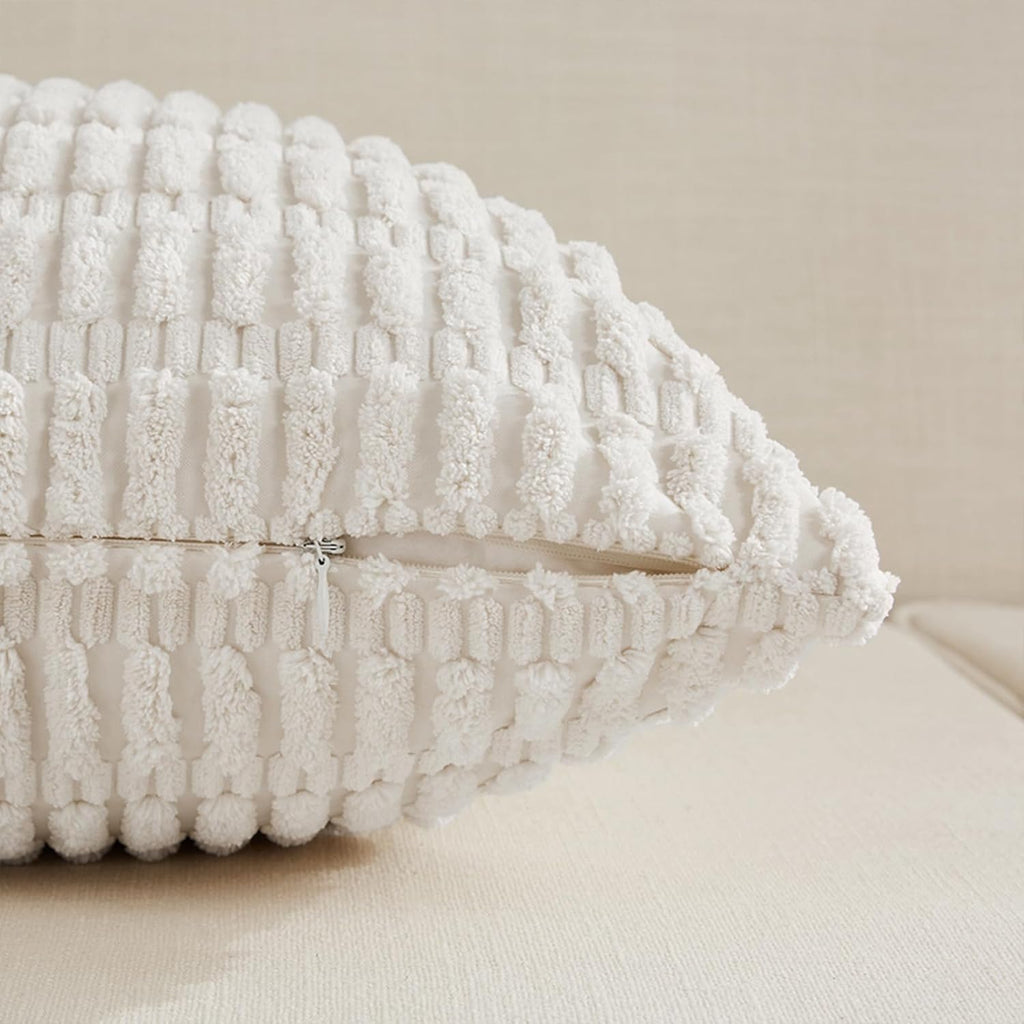 Fancy Homi Decorative Throw Pillow Covers for Bed Couch Bedroom Bench, Soft Corduroy Solid Pillow Case, Rustic Farmhouse Boho Room…