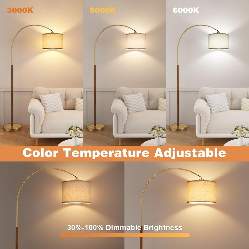 Ambimall Dimmable Arc Floor Lamp with Remote, Color Temperatures and Brightness Adjustable, Arched Floor Lamp with Rotating Head, Over…