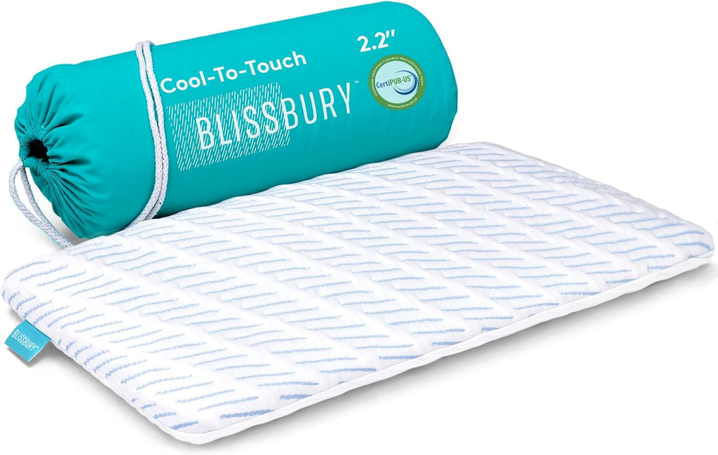 Blissbury 2.2 Inch Super Thin Pillow for Sleeping | Cool-to-Touch Memory Foam Flat Pillow for Stomach Sleeper | for Back & Stomach Sleeper…