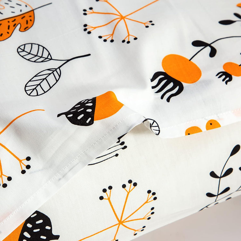 YuHeGuoJi Floral Pillow Cases Set of 2 Queen 100% Cotton Orange White Pillow Covers Decorative Botanical Pillow Encasement Fall Winter Flow…