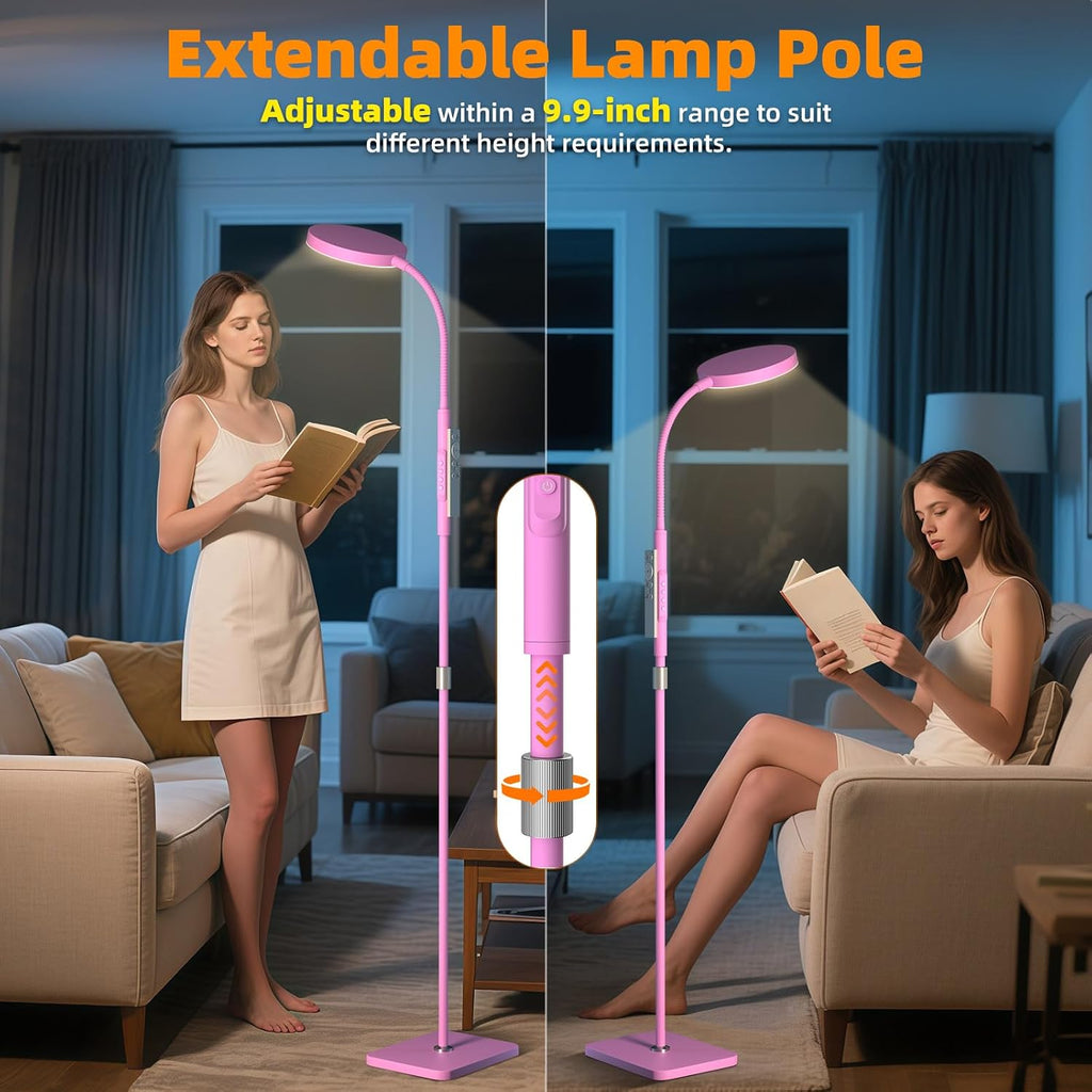 Pacovy Floor Lamp, Adjustable Height Floor Lamps for Living Room Bedroom, 120 LED Super Bright Standing Lamp Remote Control Dimmable Goosen…