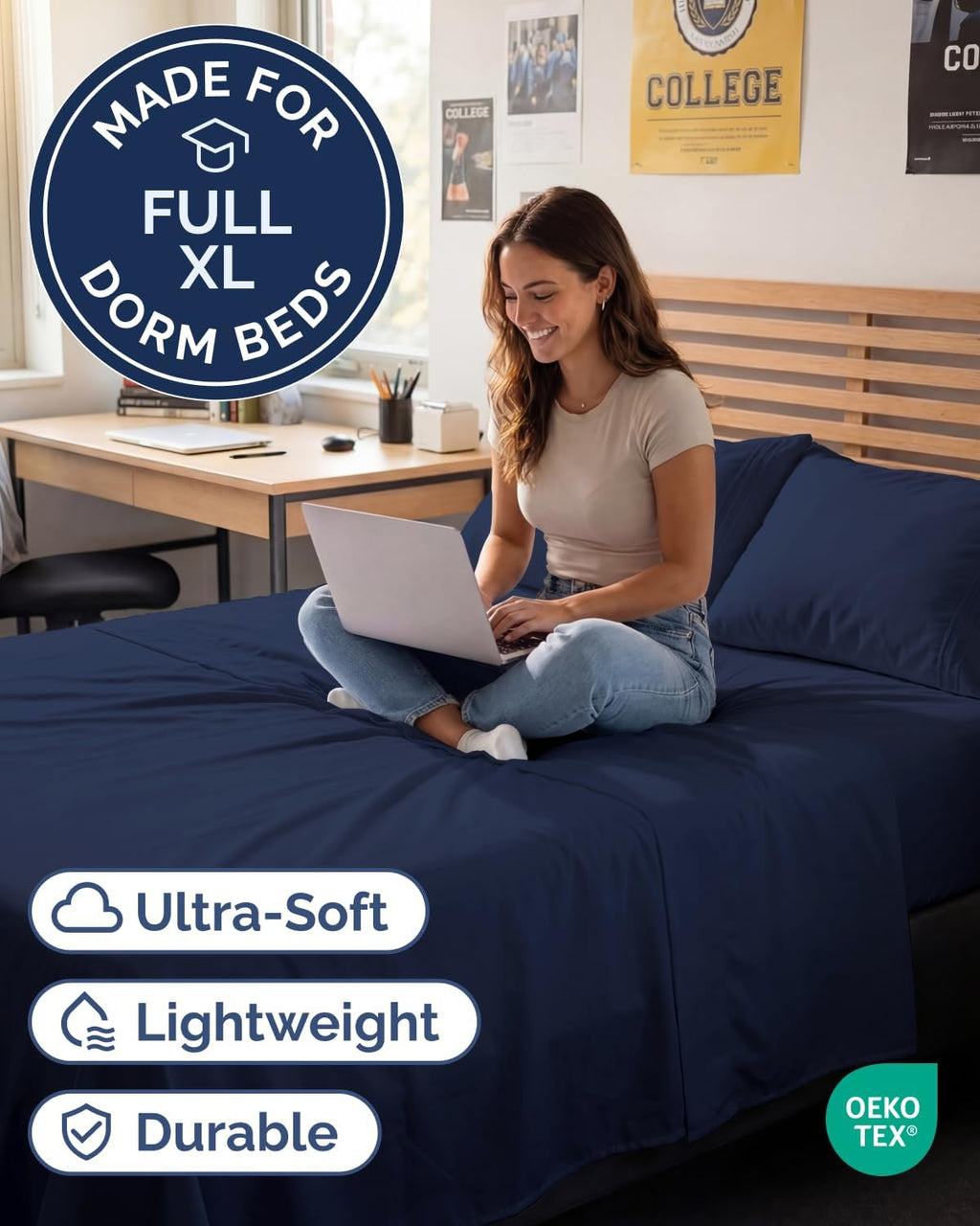 CGKUnlimited Full XL Bed Sheet - 4 Piece Full XL Bed Sheets Set - Ultra-Soft, Breathable & Cooling - Hotel Luxury Bedding for Women & Men w…