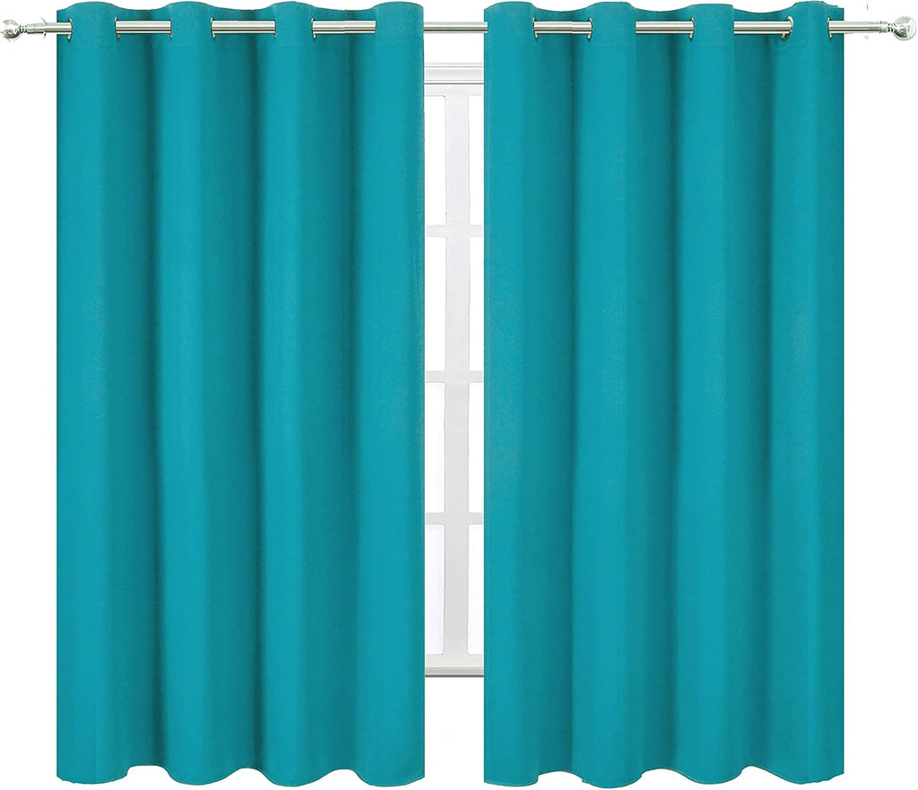 Lemomo Teal Blackout Curtains 66 x 63 Inch Length/Set of 2 Curtain Panels/Thermal Insulated Room Darkening Blackout Curtains for Bedroom 63…