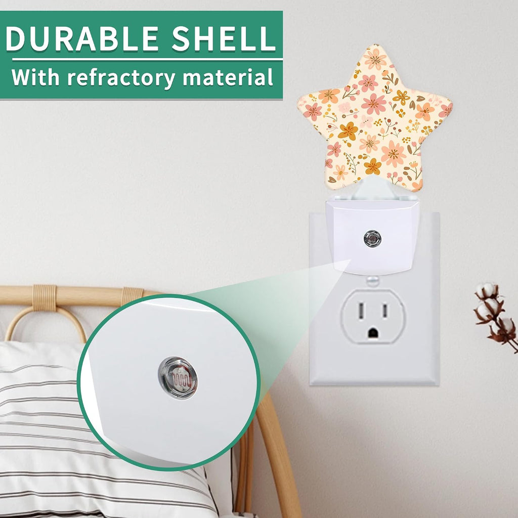 Flowers Star Night Light Plug in, Decorative Night Light for Kids Room Nursery Bedroom, Soft Glow Sensor Lamp for Hallway Bathroom…