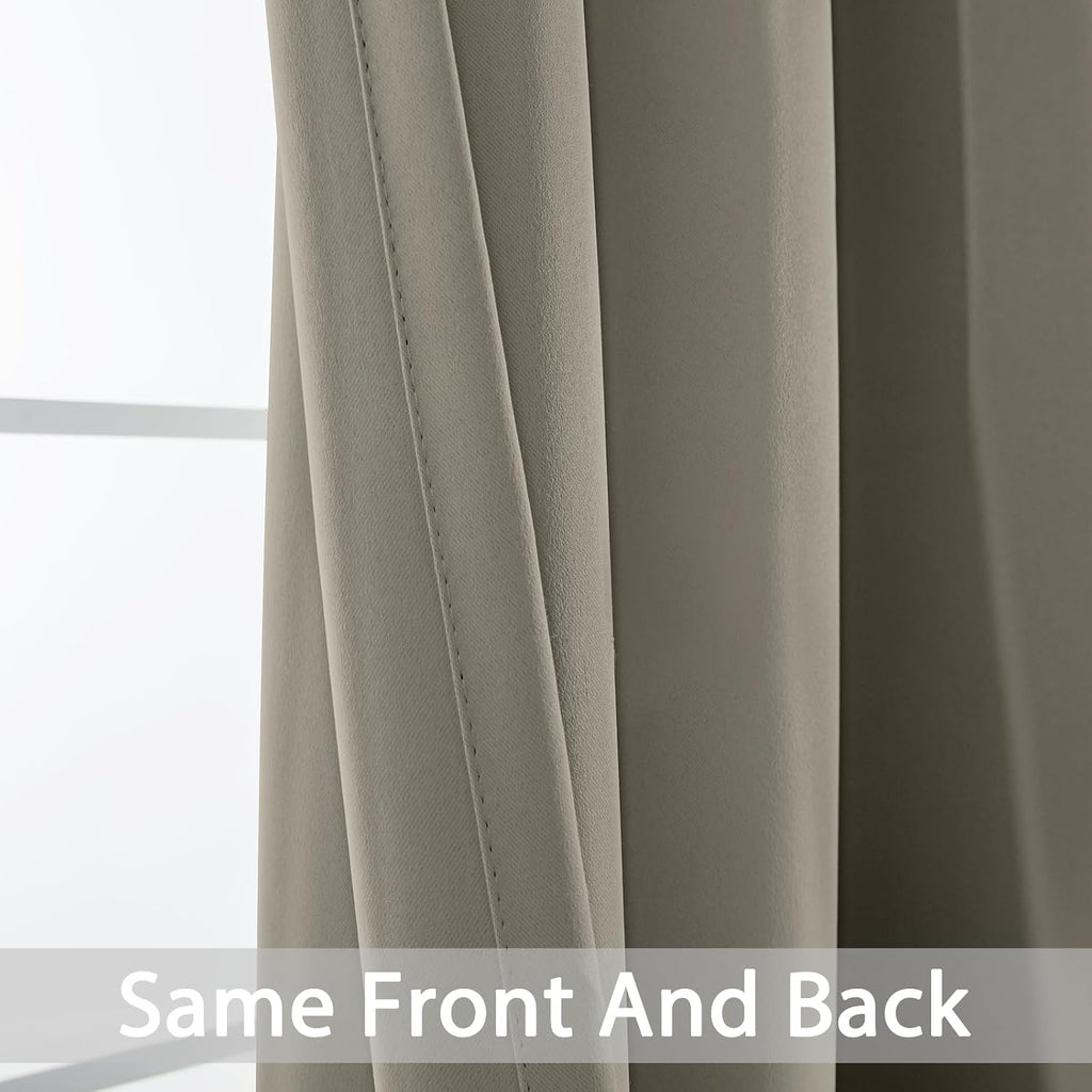 Yakamok Premium Room Darkening Thermal Insulated Curtains for Bedroom/Living Room - Classic Grommet Top (2 Panels, Taupe, 62 Inch by 84…