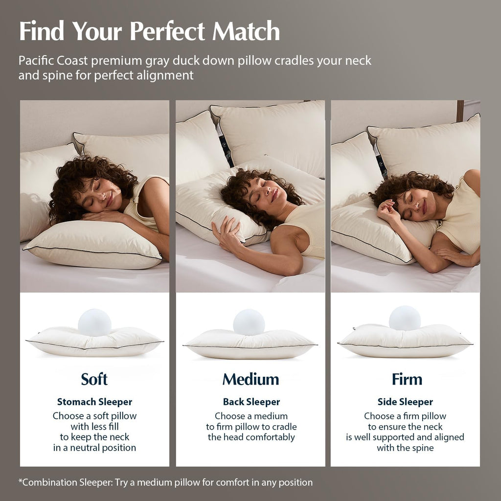 PacificCoast Pacific Coast Down Pillow, Luxury Hotel Collection Bed Pillow for Sleeping, Standard Size of 1, 100% Organic Cotton Shell, 650…