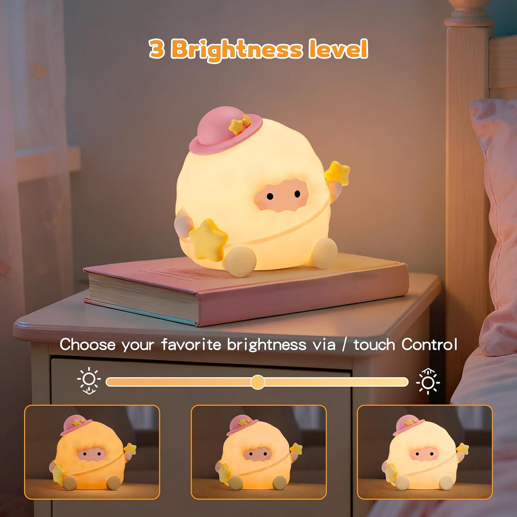 Baby Night Light, Touch Control Rechargeable Nursery Lamp with Dimmable Soft Light, Portable 3 Brightness Level and 7 Colors LED…