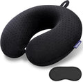 Black Travel Neck Pillow Memory Foam Airplane Pillow for Neck and Head Support Soft Portable U Shape Neck Pillow for Plane, Car & Home…