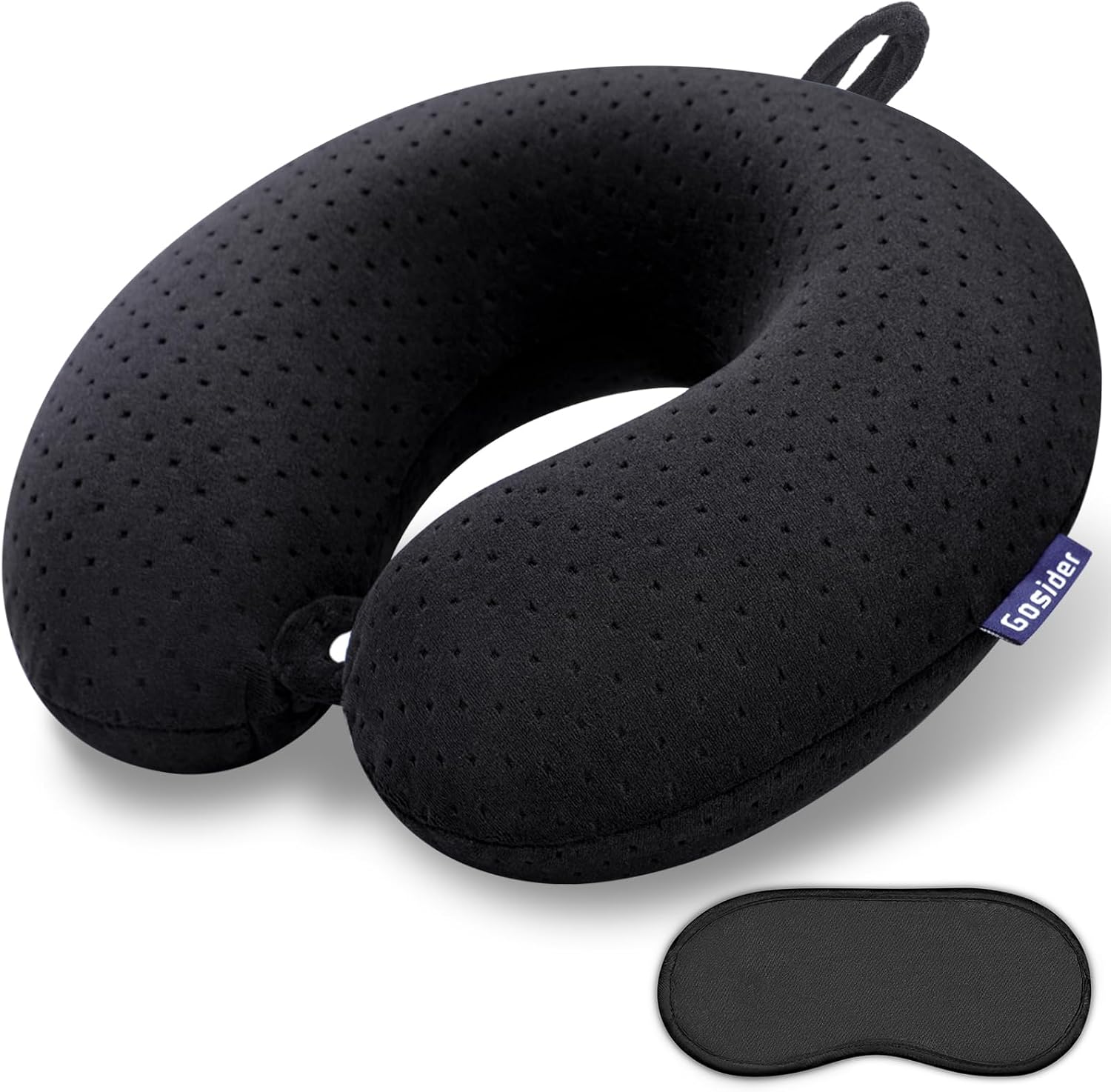 Black Travel Neck Pillow Memory Foam Airplane Pillow for Neck and Head Support Soft Portable U Shape Neck Pillow for Plane, Car & Home…