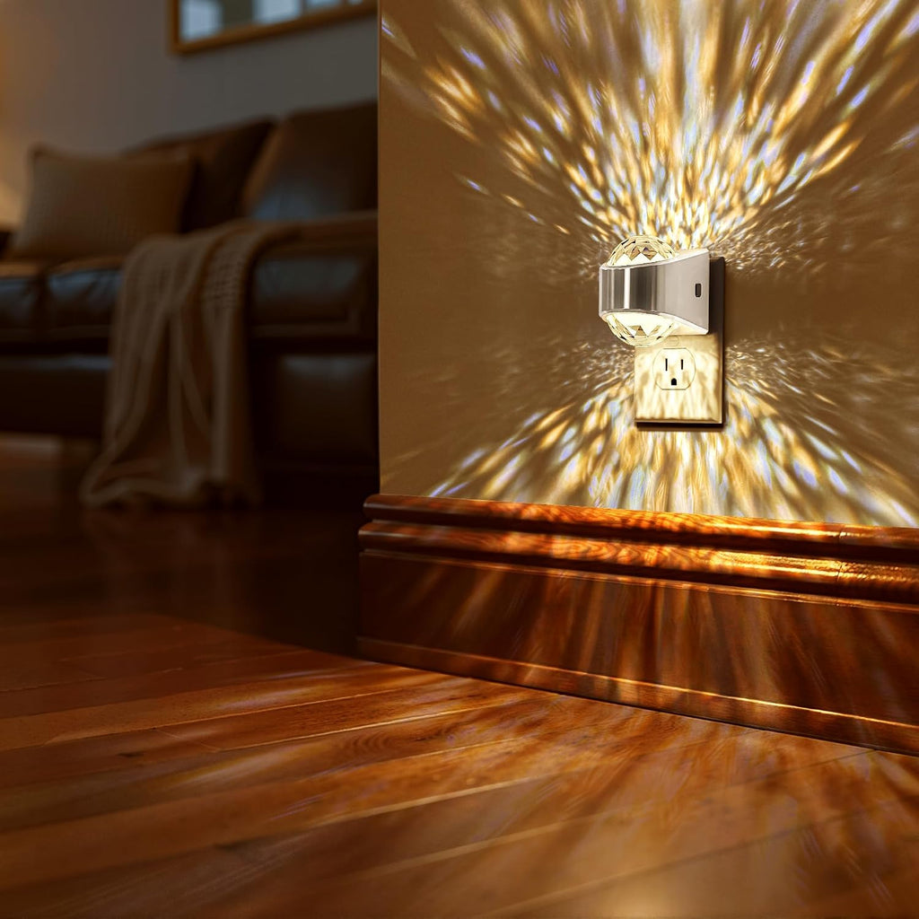 Briignite Night Light, Sliver Night Lights Plug into Wall, LED Projector Night Light, Soft White for Bedroom, Dimmable Brightness Dusk to…