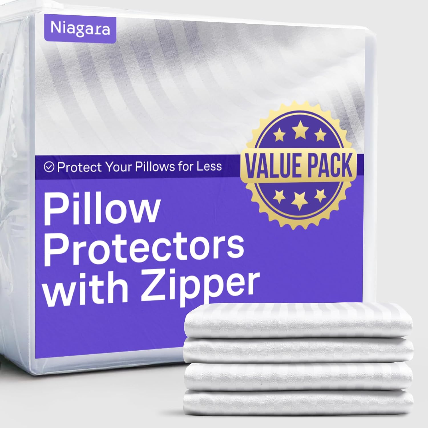 Ultra Soft Pillow Protectors with Zipper Queen Size - Set of 12 Breathable Pillow Covers - 100% Protection Against Stains, Dust & Dirt…