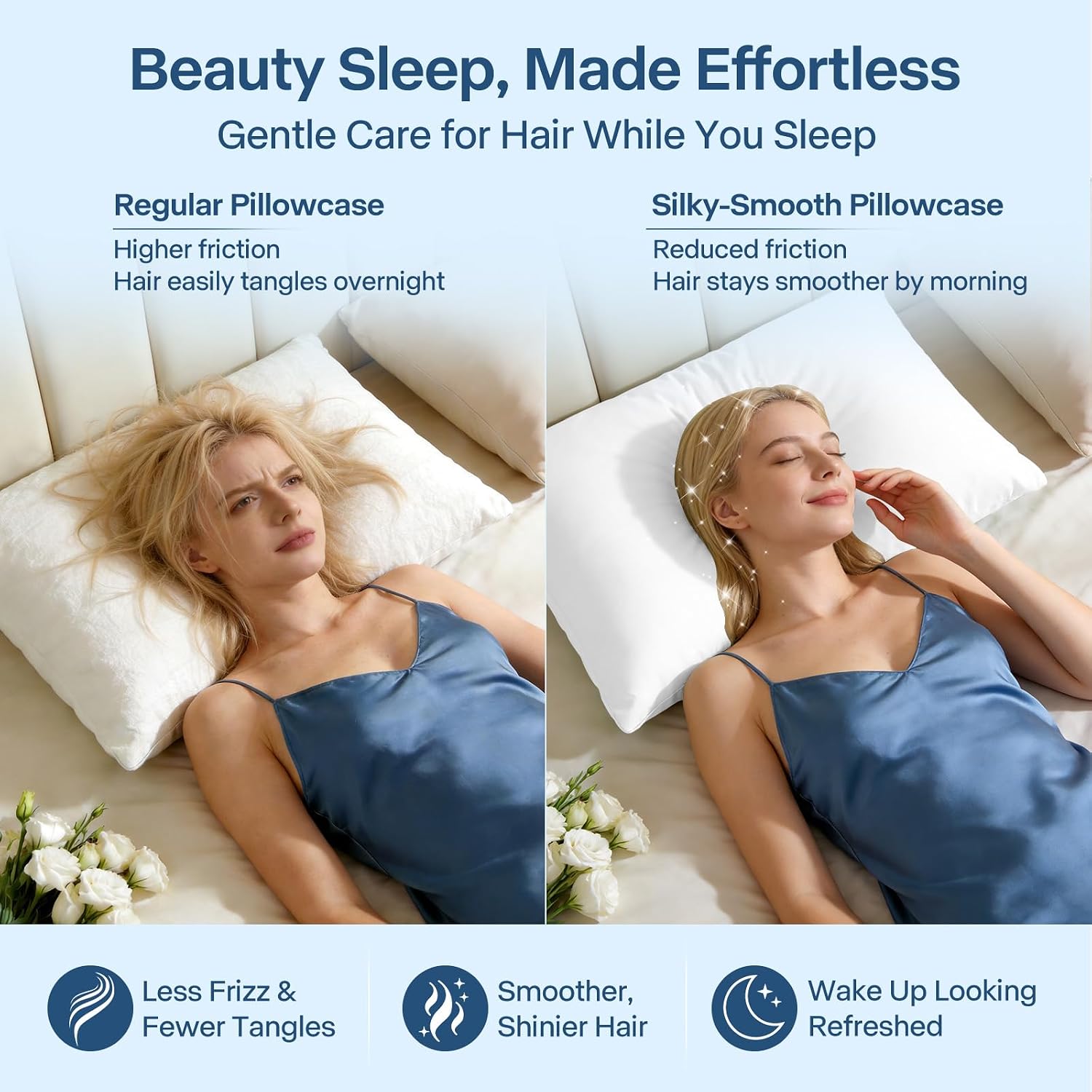 Premium Cooling Pillowcases King Size Set of 2 for Hot Sleepers&Night Sweats Beauty Sleep Reduces Wrinkles&Frizz Softer Than Silk Pillow…