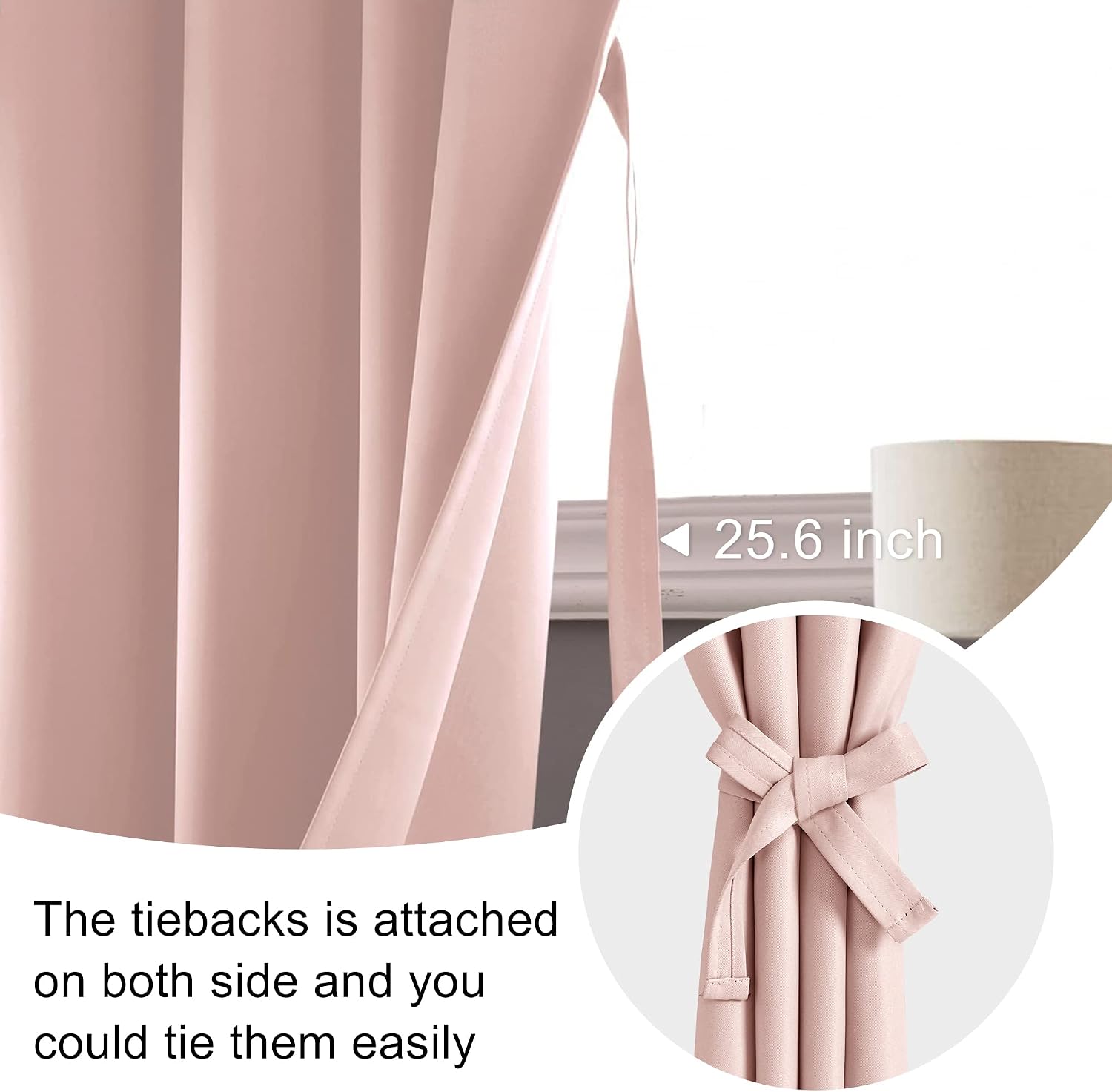 Jiuzhen Blush Pink Blackout Curtains for Bedroom - Thermal Insulated Room Darkening Rod Pocket Curtains for Living Room, Set of 2 Panels wi…