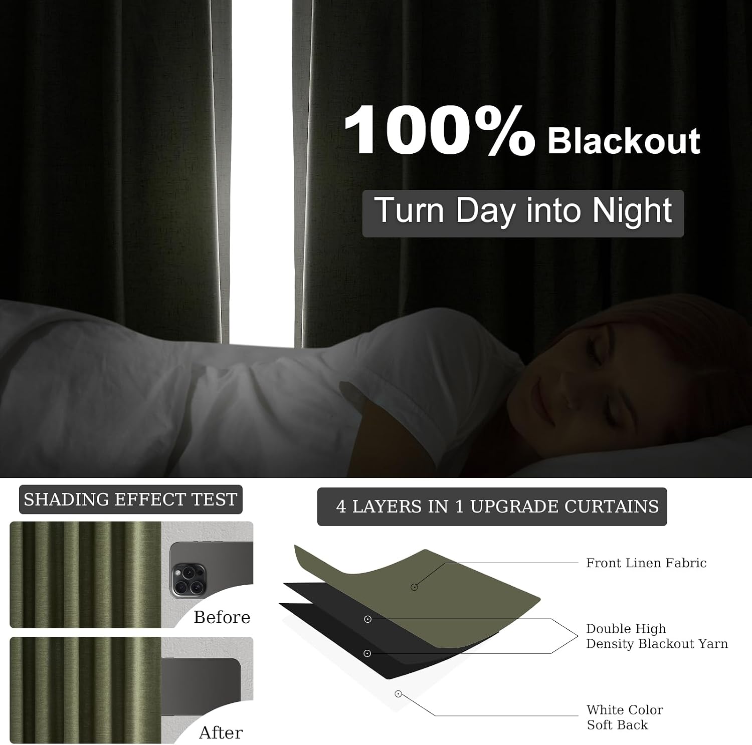 Topfinel 94 Inches Long Flax Custom Blackout Linen Curtains, Viral Pinch Pleated Noise Cancelling Curtains with Pin Hooks for Traverse, Oli…