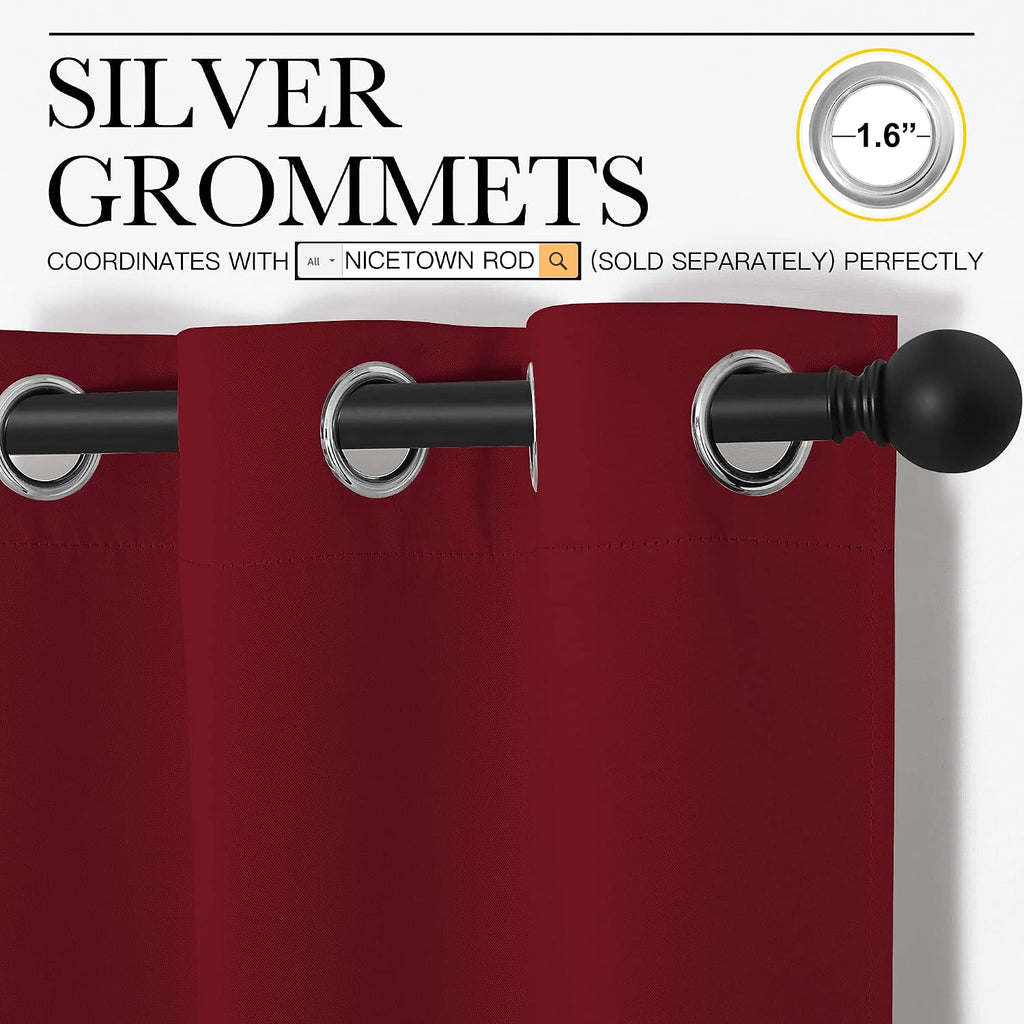 NICETOWN Christmas Short Blackout Curtains for Small Kitchen Window, Thermal Insulated Solid Grommet Blackout Curtains/Drapes for Living…