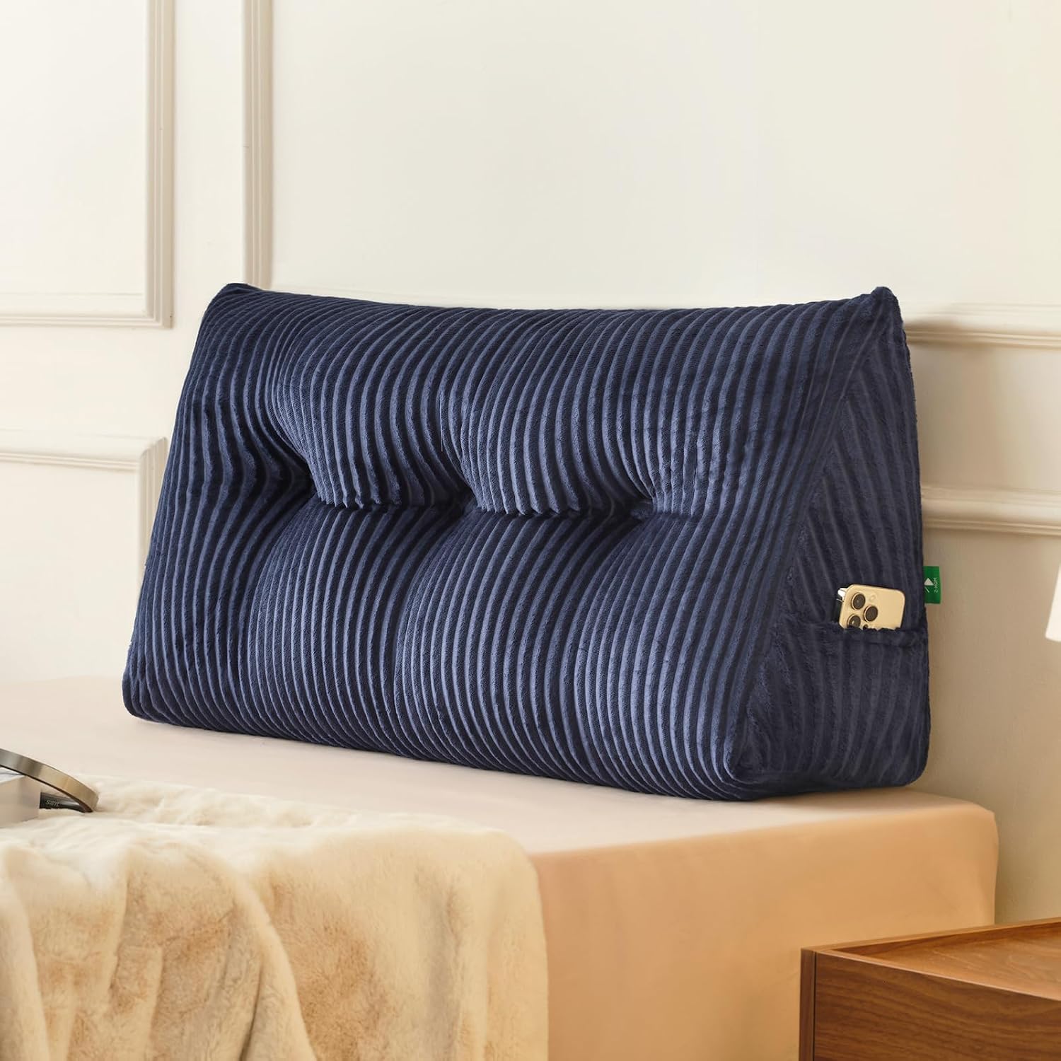 Z-Hom Large Headboard Pillow Twin, NO ROLL Pillow, Wedge Pillow Headboard for Sitting Up in Bed, Backrest Support Triangular Cushion for Re…