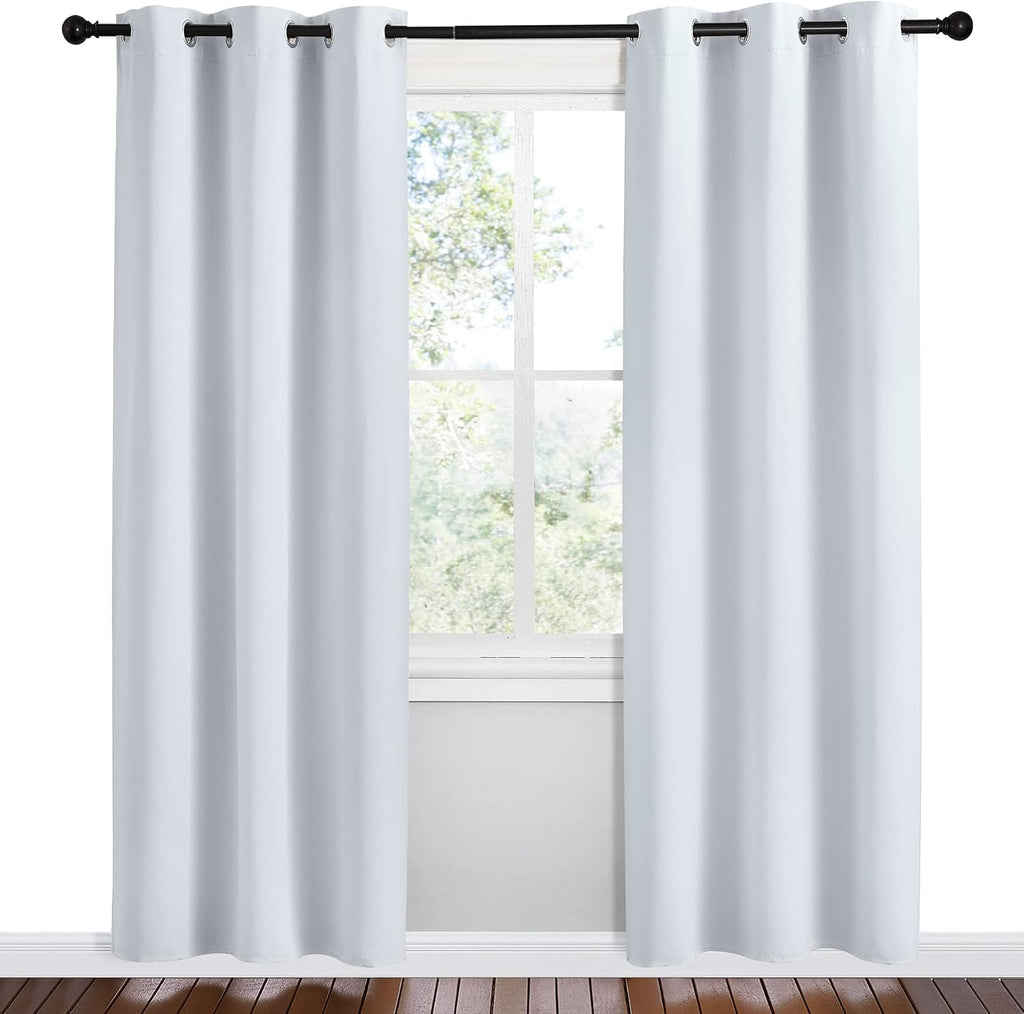 NICETOWN Room Darkening Draperies Curtains Panels, Greyish White, 2 Panels, 42 by 78, Window Treatment Thermal Insulated Grommet Room…