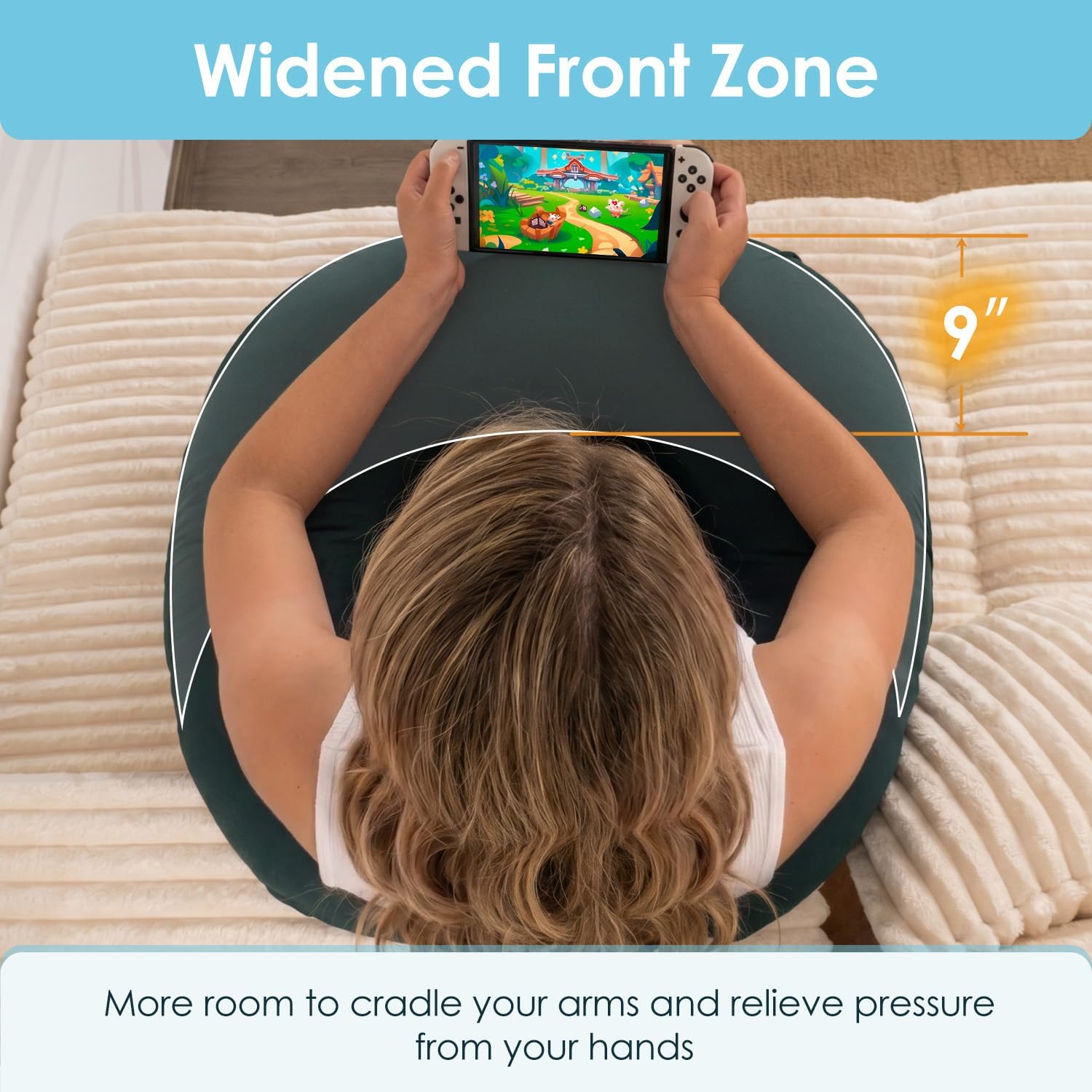 QUEEN ROSE Reading Pillow for Gaming, Lap Desk Pillow for Sitting in Bed or Sofa, Compact Arm Support Pillow for Reading, Playing or…