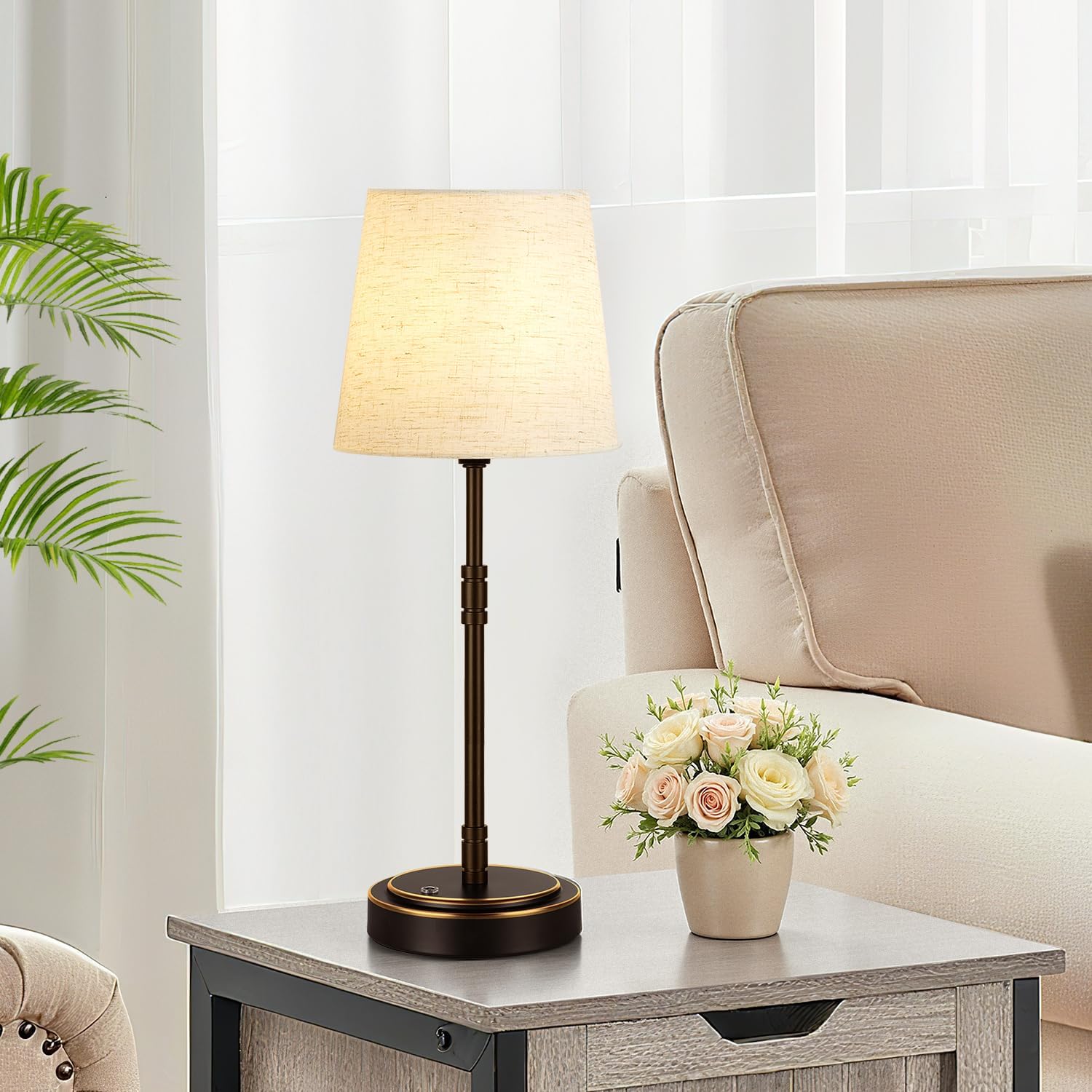 Cordless Table Lamps Set of 2 – Battery Operated Lamp with 7500mAh Rechargeable Battery, Stepless Dimmable Oil-Rubbed Bronze Lamp…
