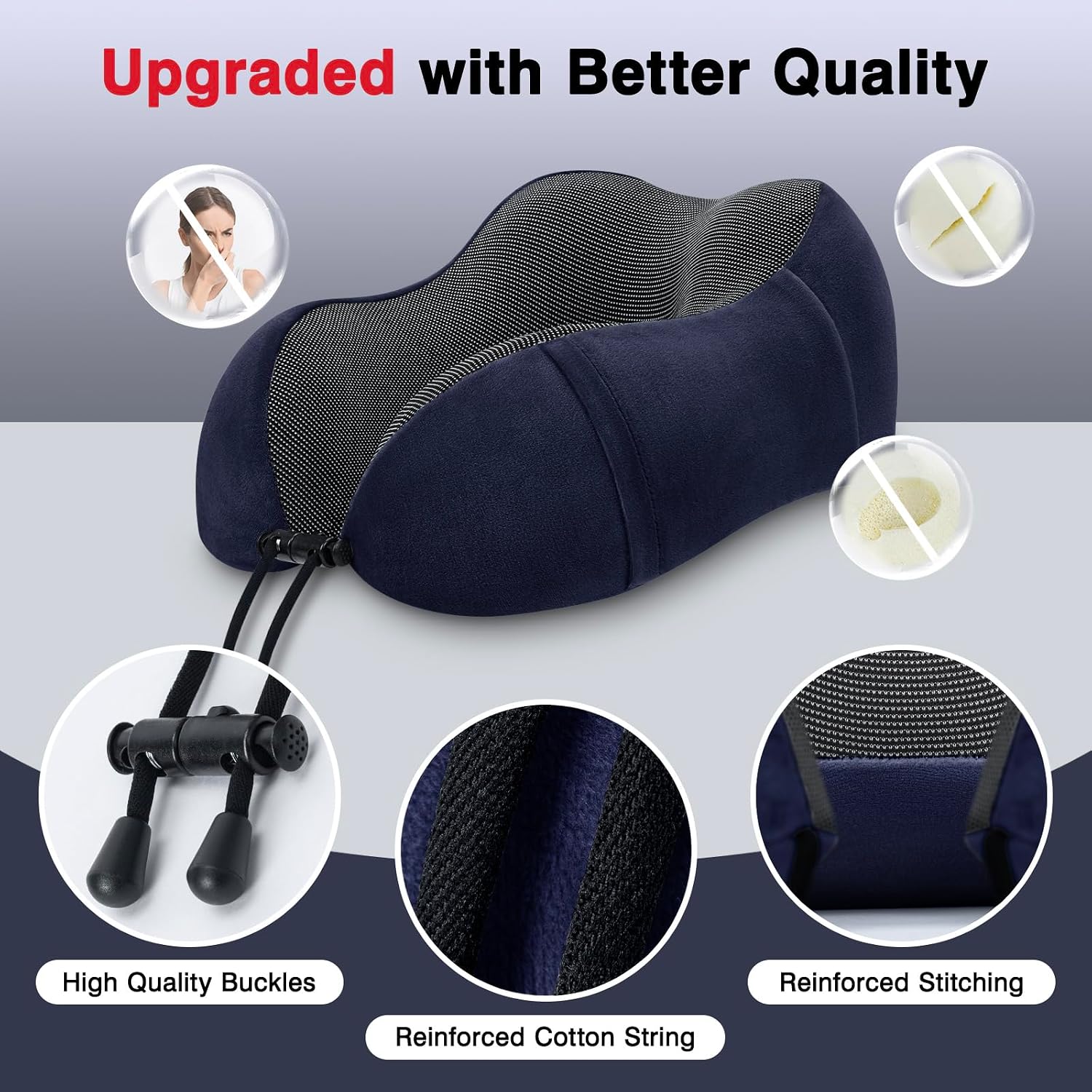 Urnexttour Travel Pillow for Airplane-2 Pack Memory Foam Neck Pillows, Soft Support Travel Essentials for Travelling, Sleeping Rest, Car, T…
