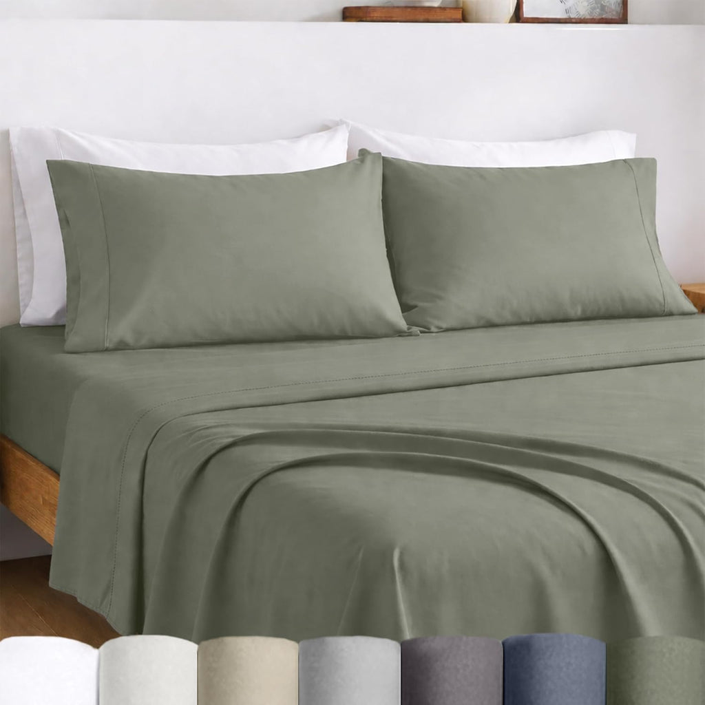 CaliforniaDesignDen California Design Den Deep Pocket Queen Sheet Set - Certified 100% Egyptian Cotton, Lightweight, Crisp Percale Bed Shee…
