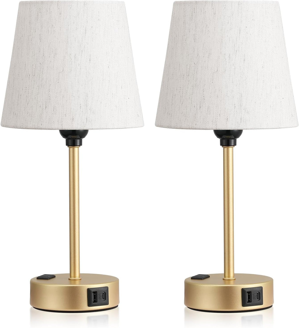 Lamp for bedrooms Set of 2 - Nightstand Bedroom Lamp with USB C Port and AC Outlet Charging, 3 Way Dimmable Touch Control Bed Side Table…