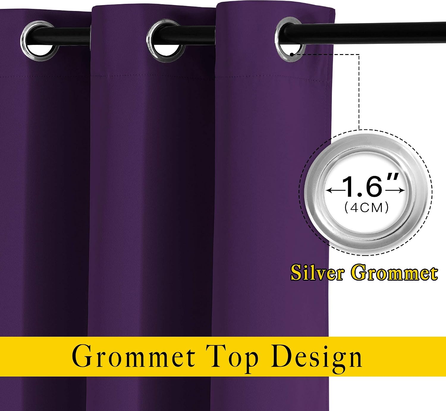 Nicetown Blackout Curtains Drapery Panels - Window Treatment Royal Purple Blackout Curtains/Panels for Bedroom/Living Room Window, 84 inche…