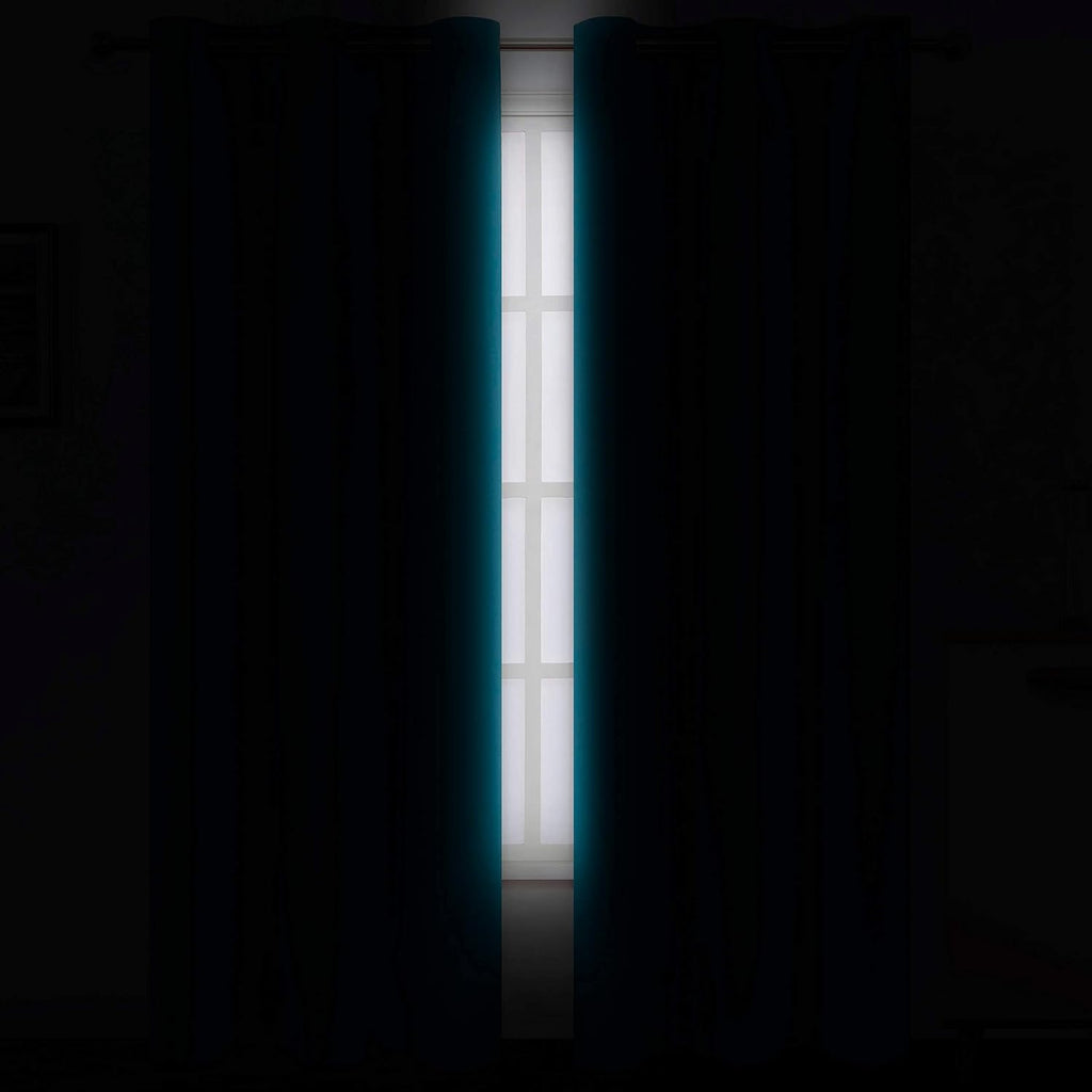 Lemomo Teal Blackout Curtains/42 x 84 Inch/Set of 2 Panels Thermal Room Darkening Living Room Curtains 84 Inch silver