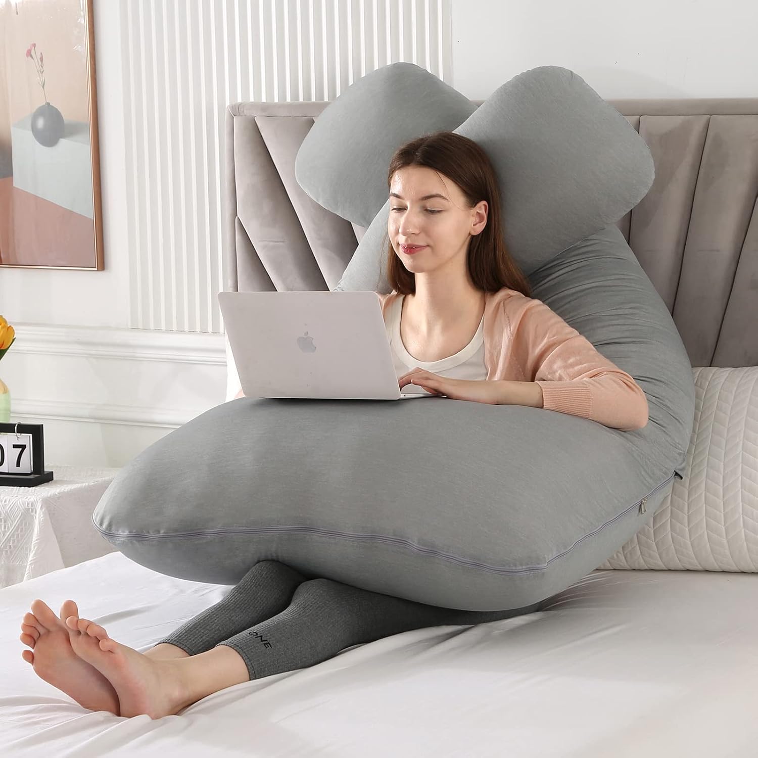 Amagoing Cooling Pregnancy Pillow for Sleeping, 55 inch U Shaped Full Body Maternity Pillow Support for Back, Hip, Belly, Legs for Pregnant…