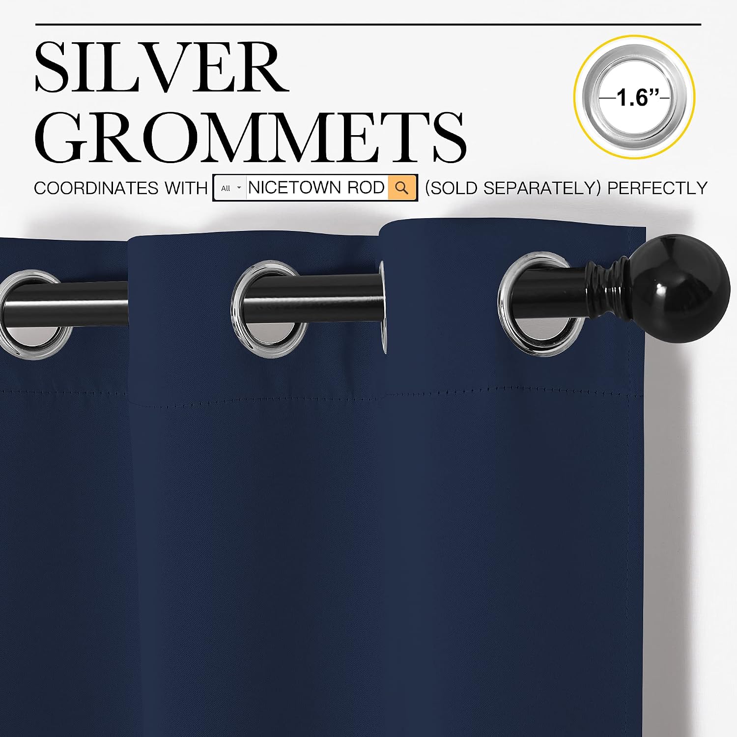 NICETOWN Blackout Curtain Panels, Window Treatment Energy Saving Thermal Insulated Solid Grommet Blackout Drapes/Draperies (Navy, 1 Pair…