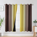 Estelartextiler Estelar Textiler Brown and Yellow Blackout Curtains for Kids Room, Full Room Darkening Grommet Ombre Curtains for Bedroom,…