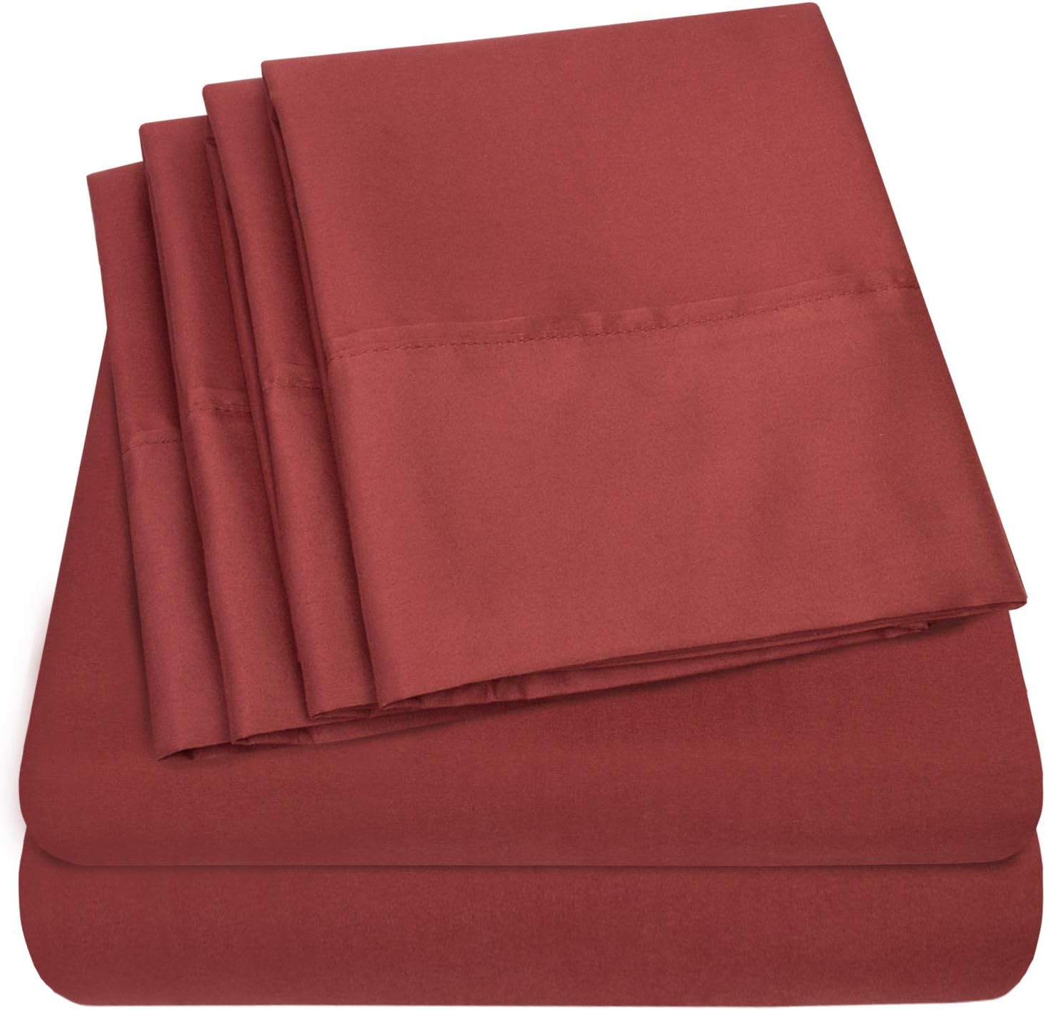 Queen Sheets Burgundy - 6 Piece 1500 Supreme Collection Fine Brushed Microfiber Deep Pocket Queen Sheet Set Bedding - 2 Extra Pillow…
