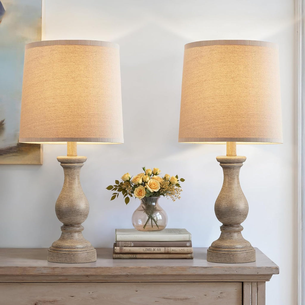 Seealle Farmhouse Table Lamps Set of 2 - Rustic Lamp for Bedroom Living Room, 22" Boho Bedside Lamps for Night Stands End Table Office…