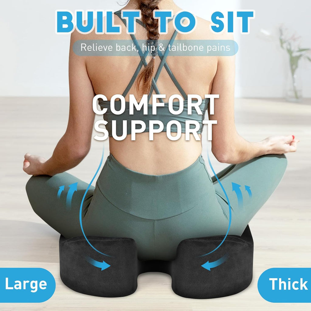 BlissTrends Seat Cushion,5.2in Thick Memory Foam Cushions for Office Chair, Car Seat, Airplane, Relieving Pressure Tailbone Sciatica Back P…
